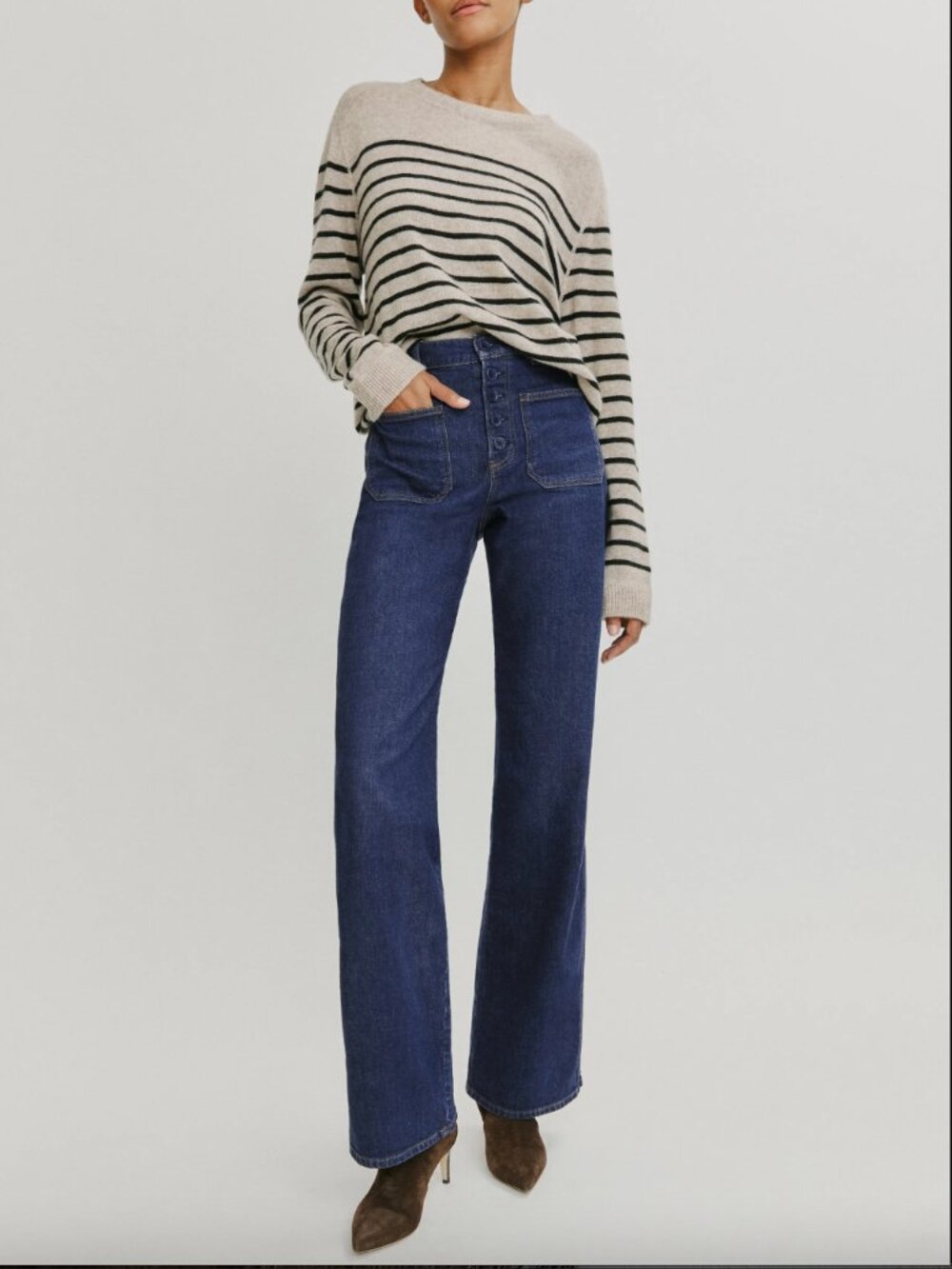 REFORMATION Victoria High Rise Wide Leg Jeans Dark Wash Retro Quiet Luxury 24